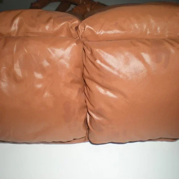 Brown Puffer Tote Bag Puffy Handbag Shoulder Bag - Picture 4 of 7